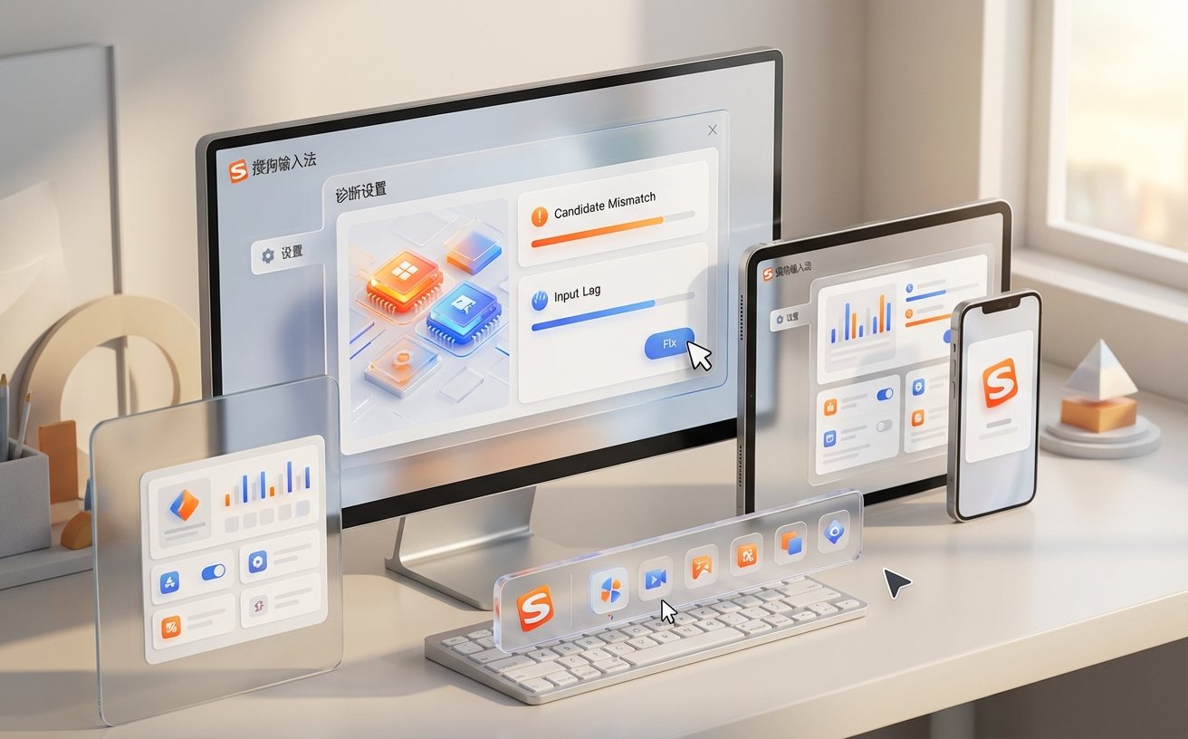 搜狗输入法故障排查与设置步骤示意图